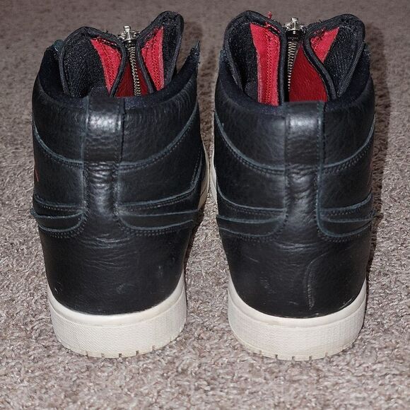 Nike Air Jordan 1 Women's Retro High Zip Premium Black & Red Sneaker Shoes Sz 9 - Picture 13 of 16